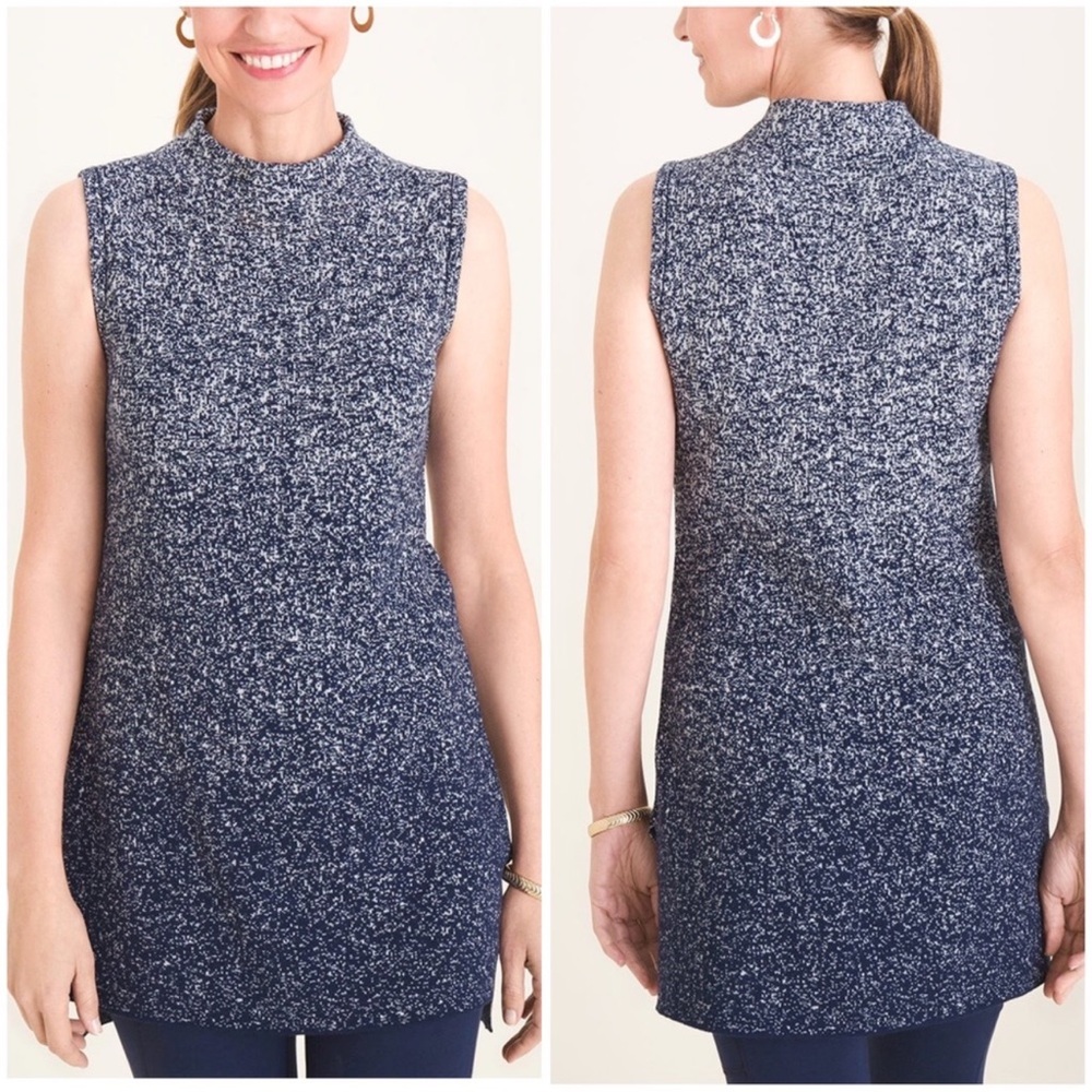 New Chico's Zenergy Ombre Mock-Neck‎ Hi Low Tunic XL Chico's 3 Quiet Luxury Work
